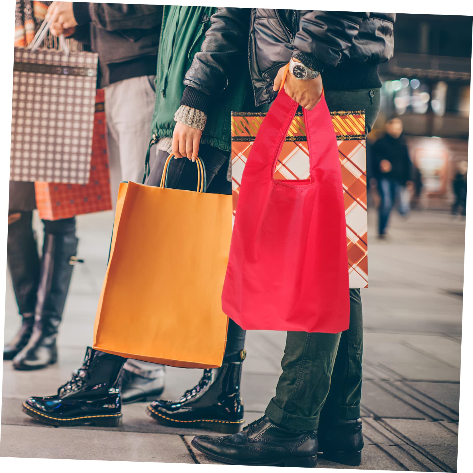 Cabilock Foldable Shopping Bag Grocery Bags Tote Size Travel Small Utility Shopping Use Bag Outdoor Handbag Women Shopping Bag Outdoor Carry Bag Sundries Carrying Pouch Canvas Red