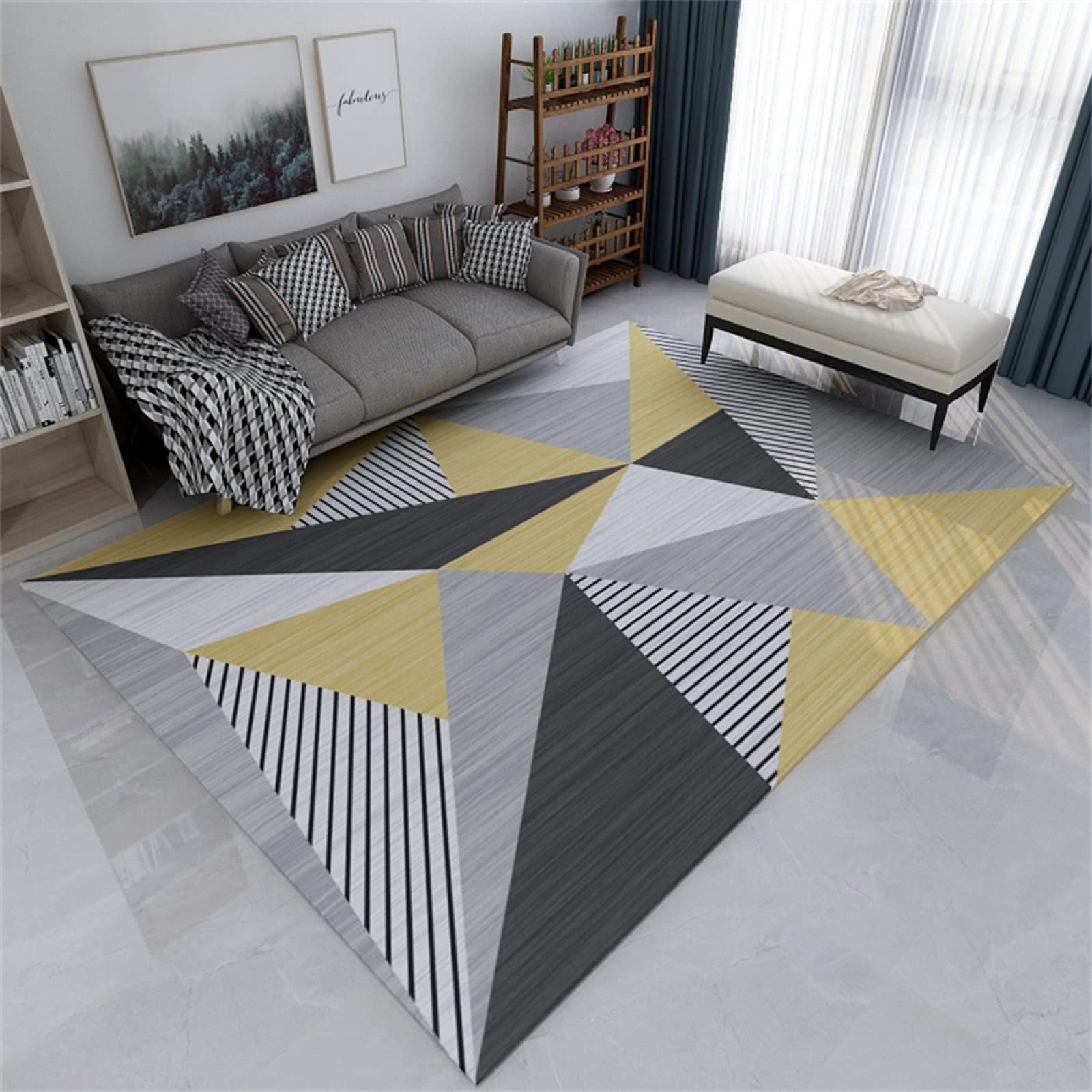 Tapis de salon lavable fini les taches avec ce tapis gris 180x250cm