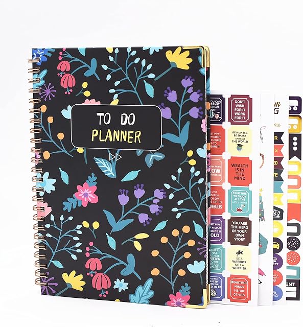 Undated Planner with Meal, Habit and Routine Tracker, Daily To Do List Notebook with Sticker- Goal Agenda Foil Notebook Organizer for 2023, Students, College, Work, ADHD, Fitness, Productivity