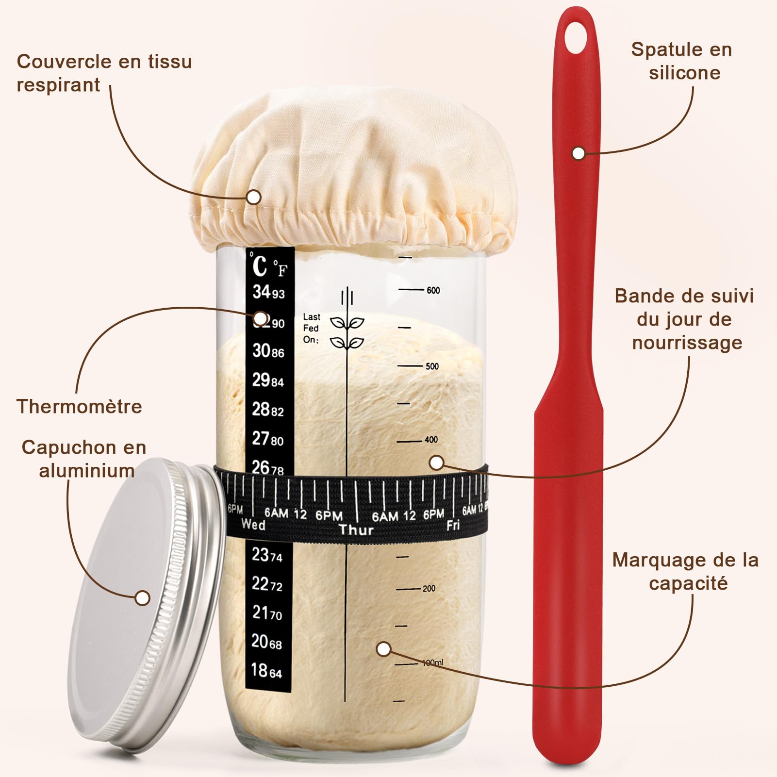 Banneton Pain 25cm Ovale Set,11 Pièces Accessoire pour Faire du Pain, Kit Boulangerie Professionnel Rotin Naturel, Kit Pain au Levain pour les Débutants, les Boulangers Expérimentés