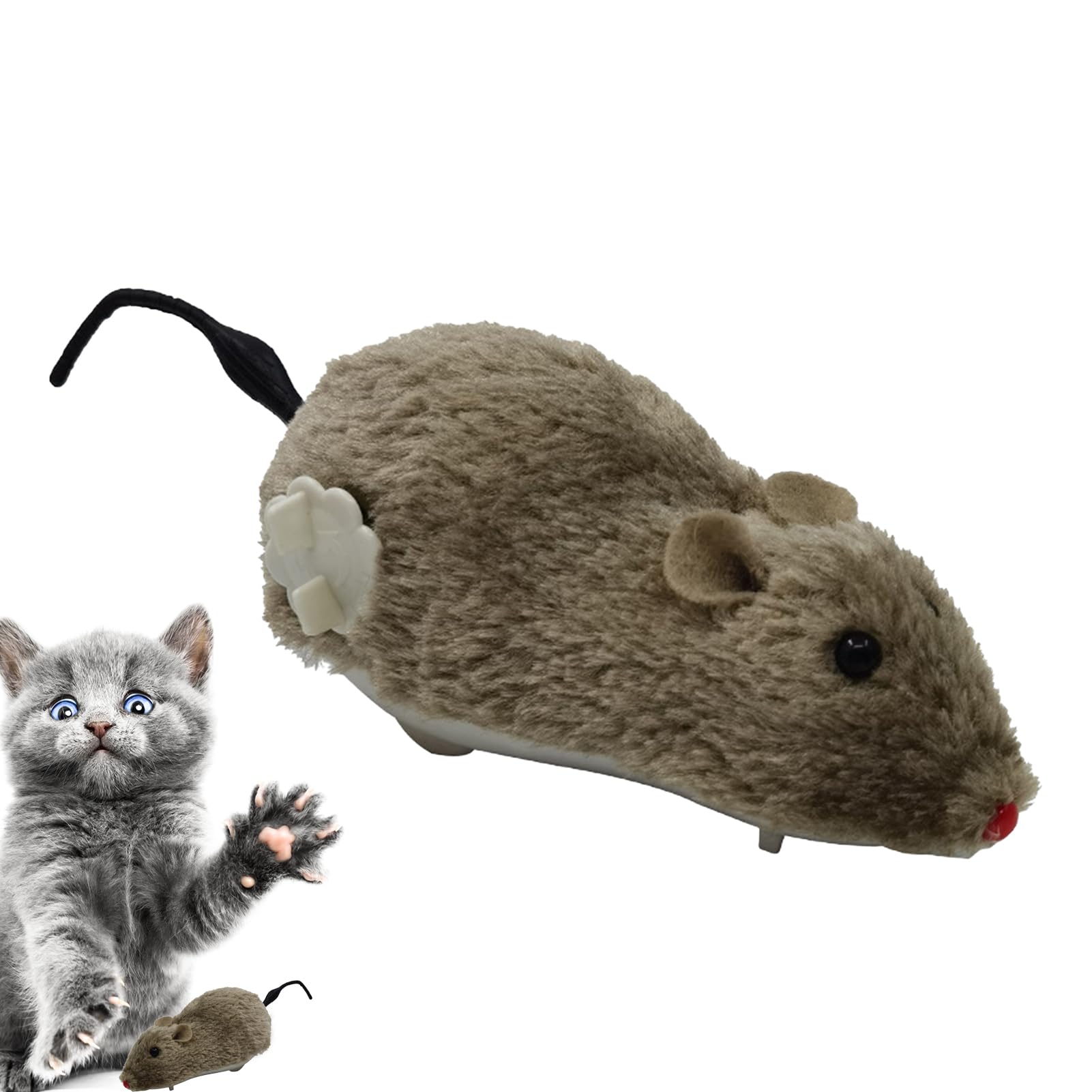 Bexdug Juguete para Gatos con ratón en Movimiento, ratón de Cuerda,Juguete para Gato con ratón en Movimiento de Felpa | Juguetes Decorativos interactivos para perseguir Gatos, Interesante Juguete de