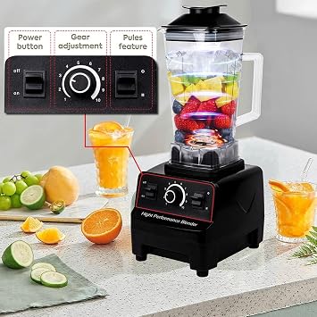 2L Blenders for Kitchen 4500W Smoothie Maker with 600ml Grinder | Plastic Jug Blenders, Smoothie Blender Max 48000 RPM, 6 Sharp Blades,For Liquidisers,Ice,Fruit,Meat