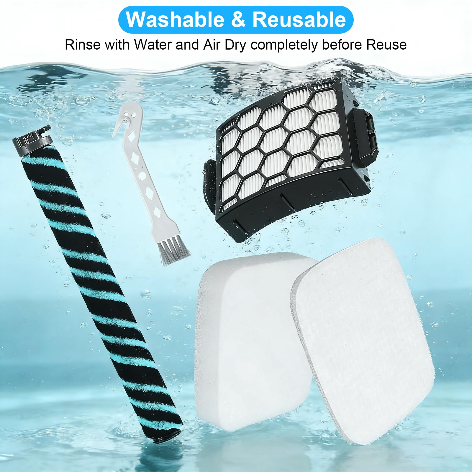 Filtro compatible con Shark LA802 LA742 Detect Pro Lift-Away ADV aspiradora vertical sin bolsa, kit de mantenimiento completo con 1 cepillo de rodillo suave, 2 filtros HEPA, 4 espuma y fieltro, 4