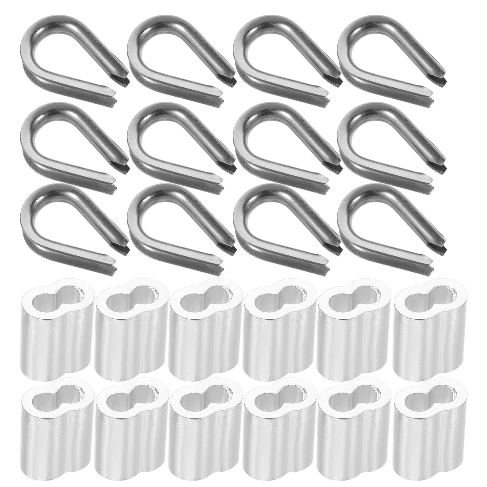 Kit Morsetti per Cavi in Acciaio Inossidabile e Alluminio 120 Pezzi Morsetto a Doppio Foro e Redancia per Cavi Metallici M5 Accessori per Sospensione e Fissaggio in Ambienti