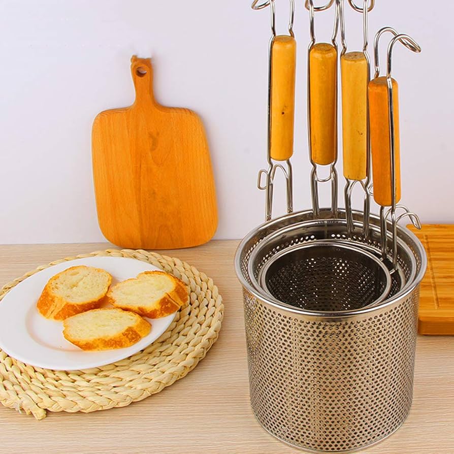 Amazon.co.jp: FAKEME Wooden Pasta Noodle Strainer, Deep Fry