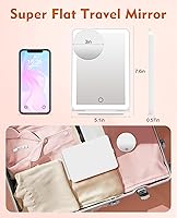 Vista 80 de FUNTOUCH - Espejo de maquillaje de viaje, recargable, con 72 luces LED, portátil, 3 modos de iluminación, pantalla táctil regulable, de tocador