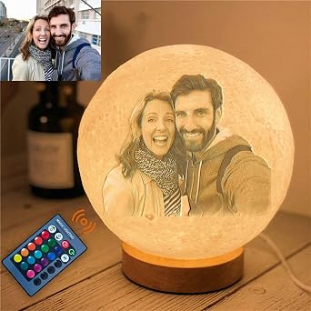Personalized 3D Picture Moon Lamp, Customized Moon Lamp with Photo Text [Energy Class A]