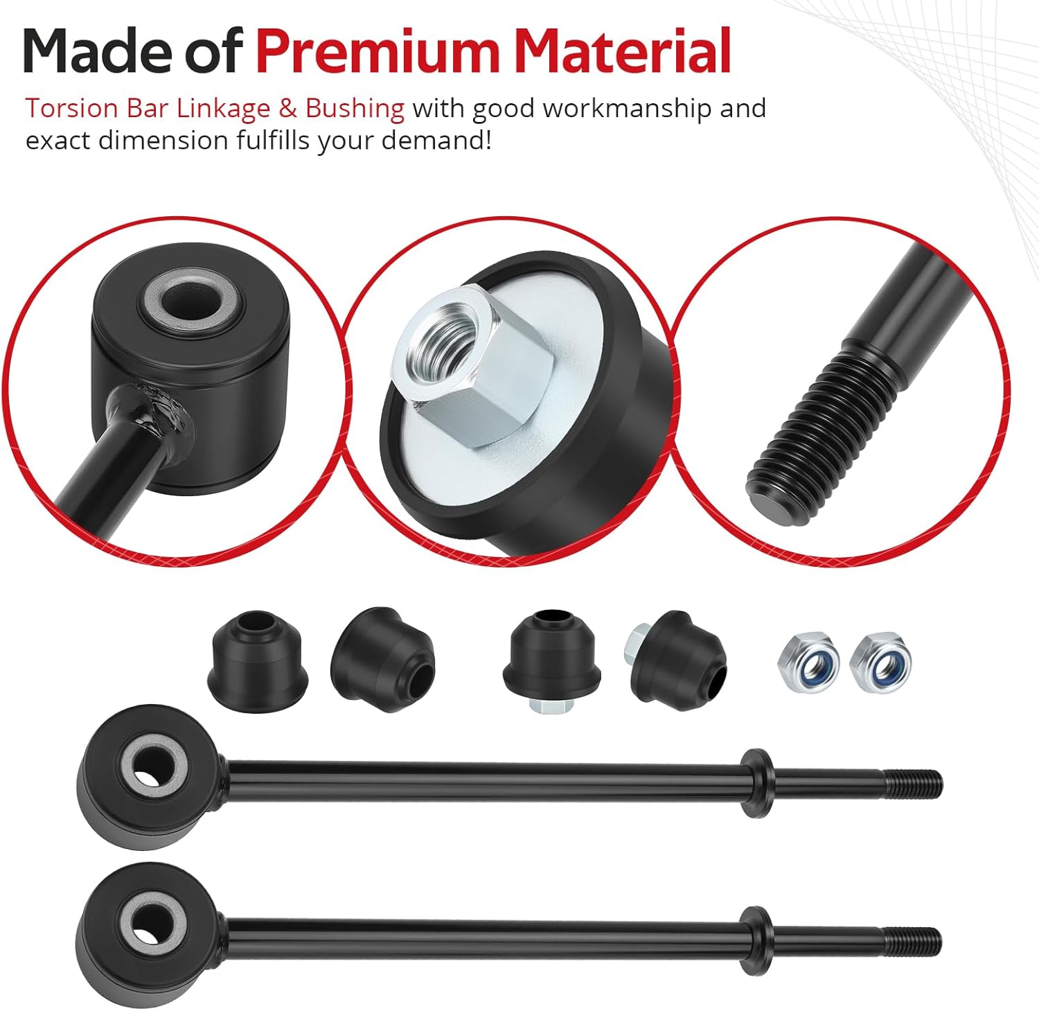 JAVIK 2 Pcs Torsion Bar Linkage & Bushing For Polaris Sportsman Ranger H-awkeye 300 400 500 800 900 EV 2006-2022 O.E.M# 5135941 1543853 5413295