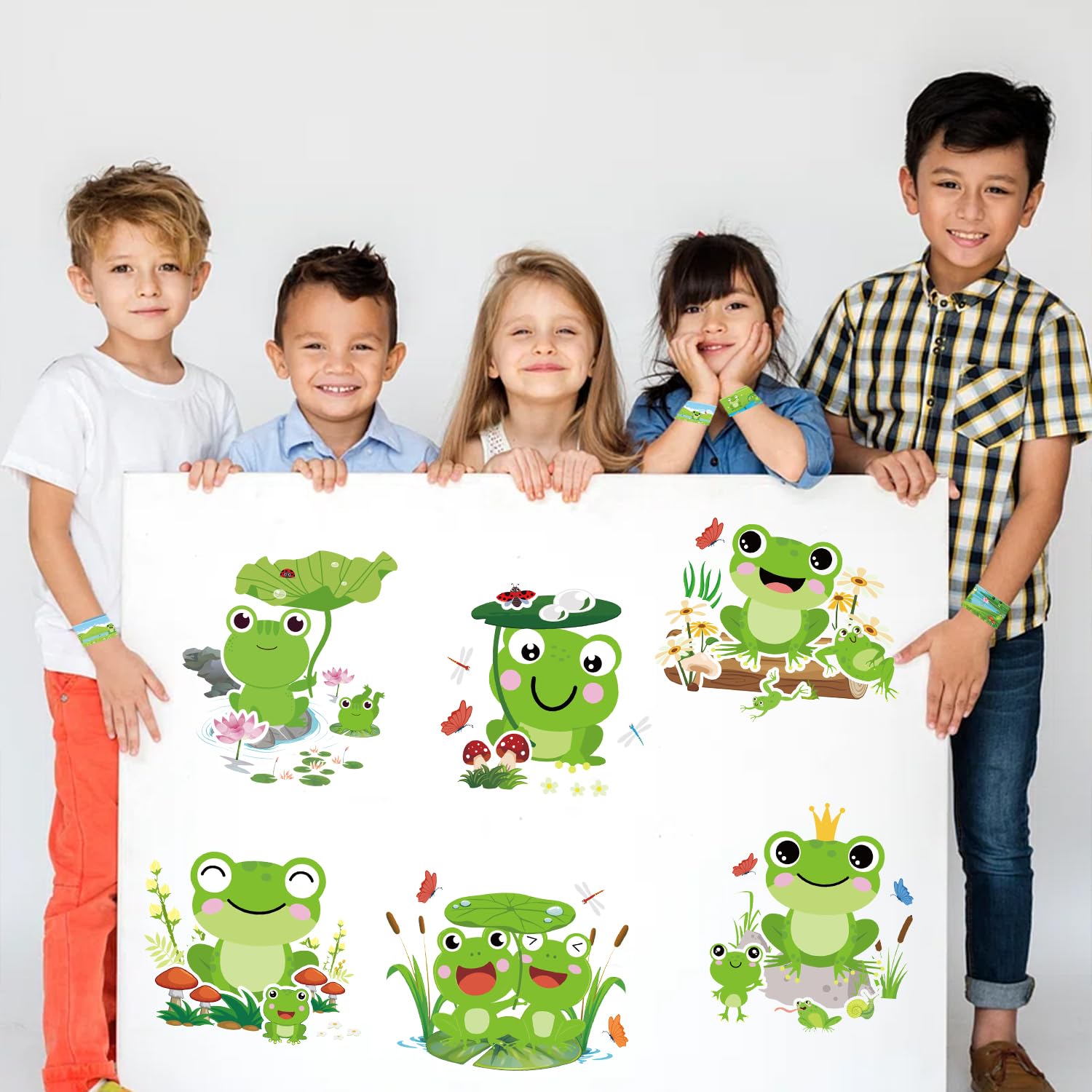 Suministros favoritos para fiestas de rana, incluye bolsas de regalo, pegatinas, insignias, pulseras, suministros para fiestas de cumpleaños infantiles