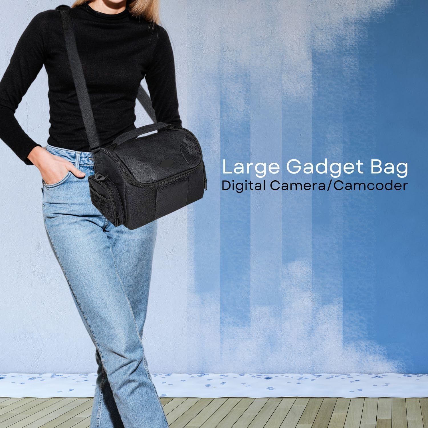 Deluxe Large Digital Camera / Video Padded Carrying Bag / Case for Nikon, Sony, Pentax, Olympus Panasonic, Samsung, and Canon DSLR Cameras & eCostConnection Microfiber Cloth