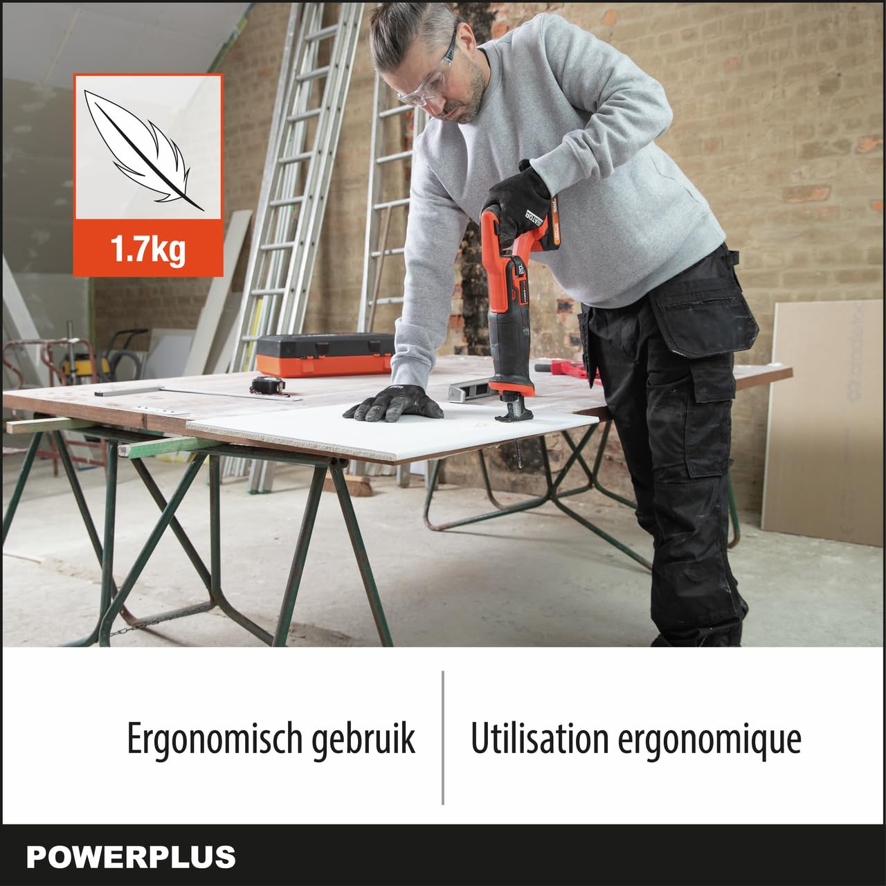 POWERPLUS POWDP25100 - Sierra de sable de 20 V, excl. batería y cargador