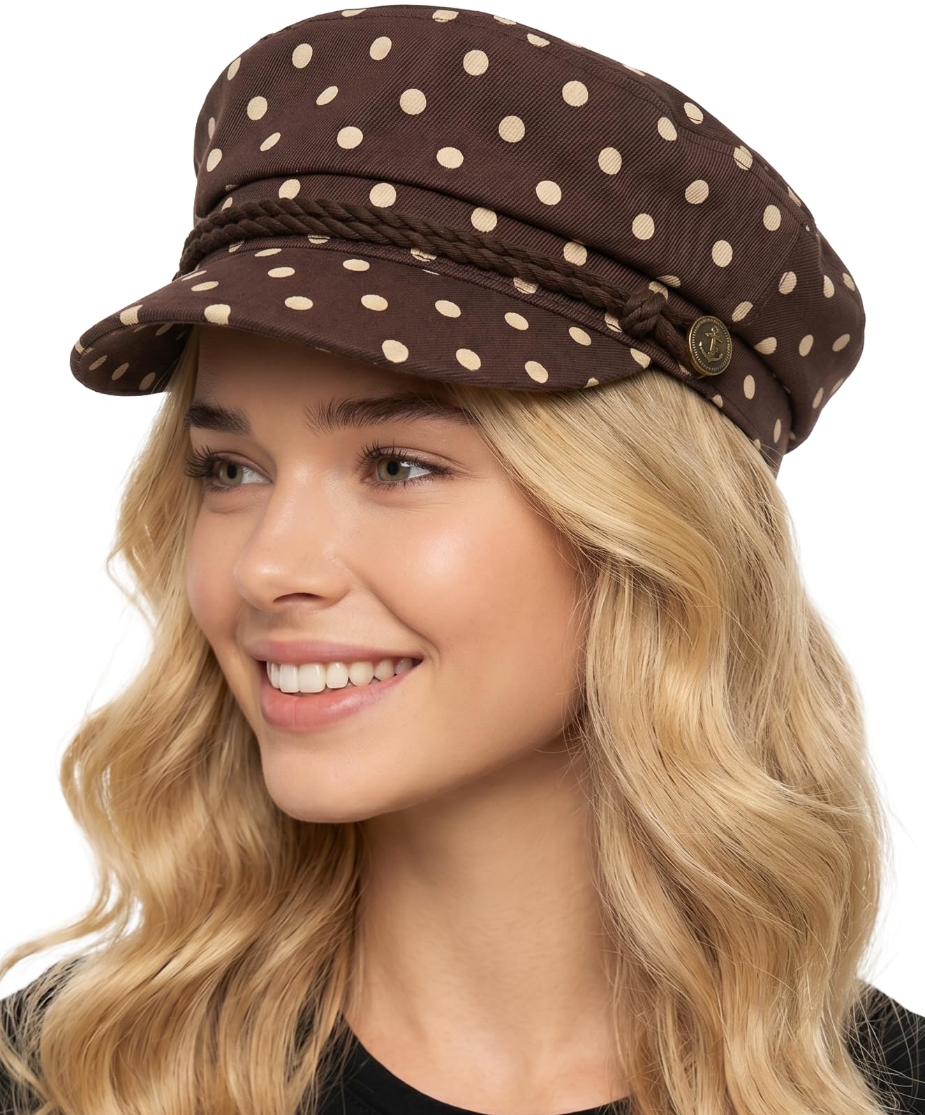 Funky Junque Greek Fisherman Newsboy Cap, Cotton Captains Bakerboy Hat