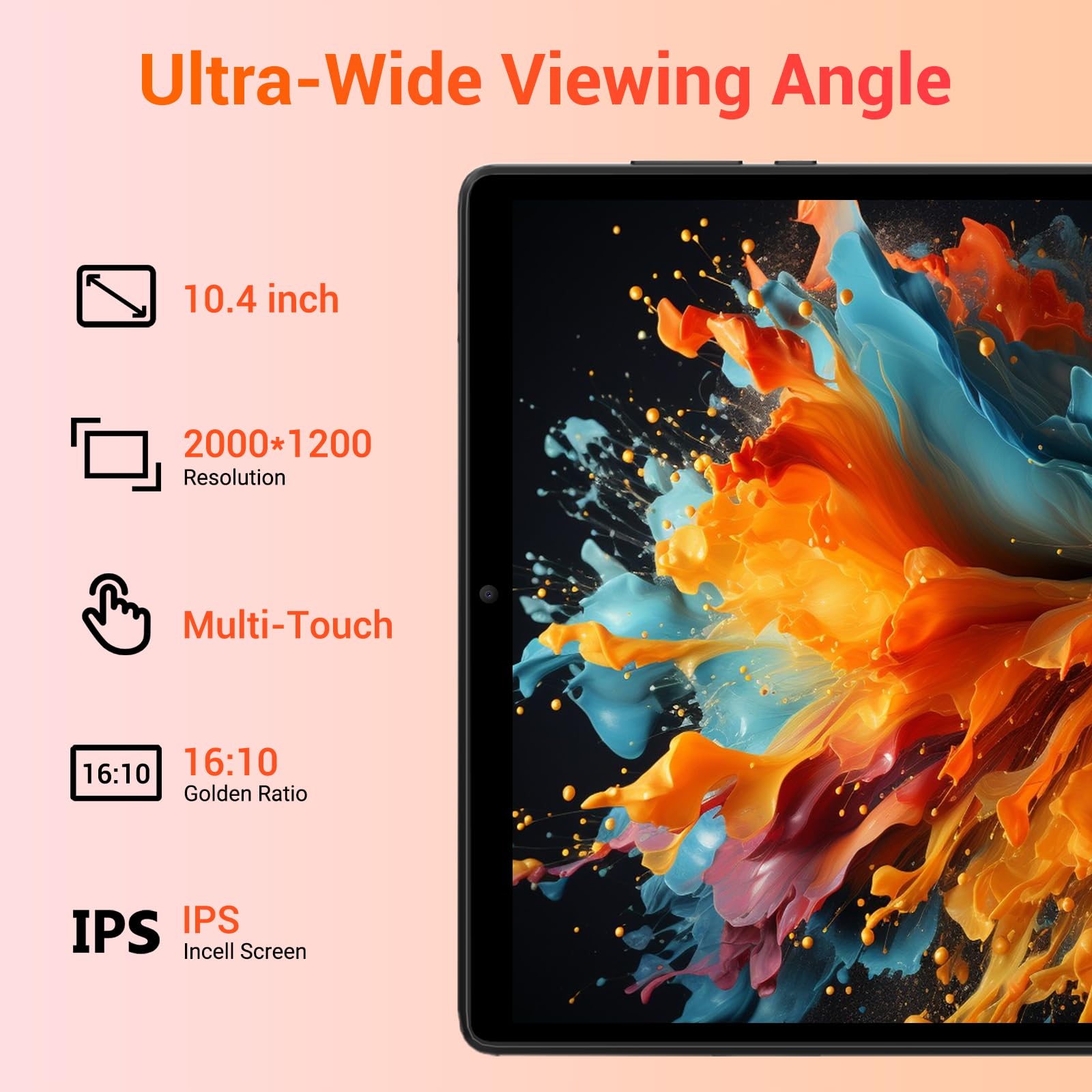 TIGERFU Tablet 10,4 Pollici Android 14.0, 4G LTE+5G WiFi, 36GB RAM+256GB ROM (2TB TF), Octa-Core Processor, 1920*1200, 8000mAh, 13MP+8MP, BT5.0, FHD,Tablet in offerta con Tastiera丨Mouse丨Penna - Nero