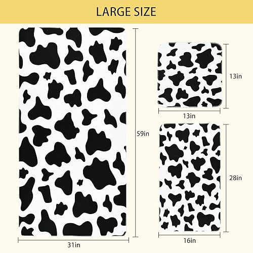 Miniatura 7 de El juego de 3 toallas de baño con estampado de vaca incluye toalla de playa, toalla de mano y toalla de lavado, juego de toallas de manchas de vaca