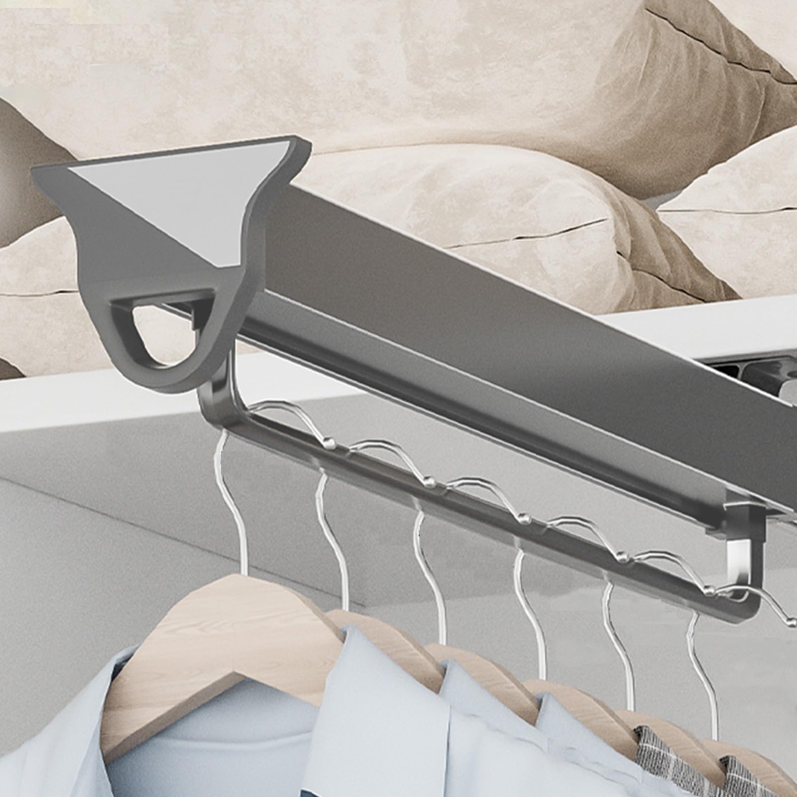 Tige de placard rétractable double rangée pour dressing haut de gamme