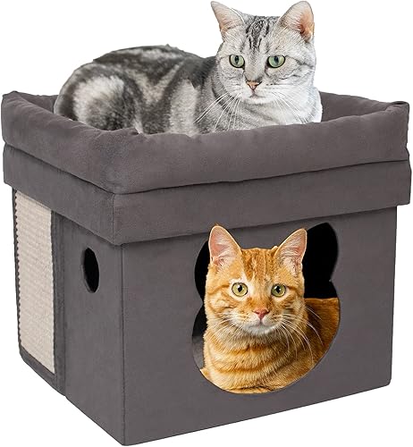 Miniatura 1 de CAROLMADE Cat House - Cama plegable para gatos de interior, gatitos, mascotas pequeñas de menos de 11 libras, cueva para gatos con almohadilla para