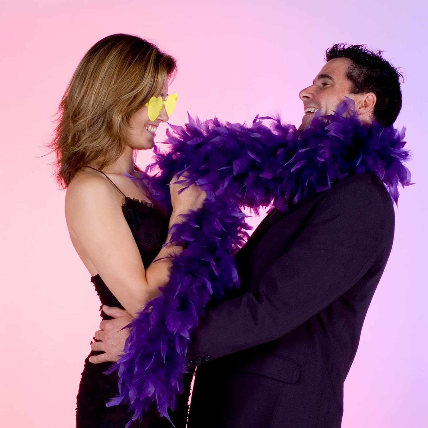 20Pcs Colorful Feather Boas with Glasses Set,10Pcs 6.6ft Feather Boas Party Pack with 10Pcs Color Heart Rimless Sunglasses, for Crafts,for Women Dancing Party Favors - Image 6