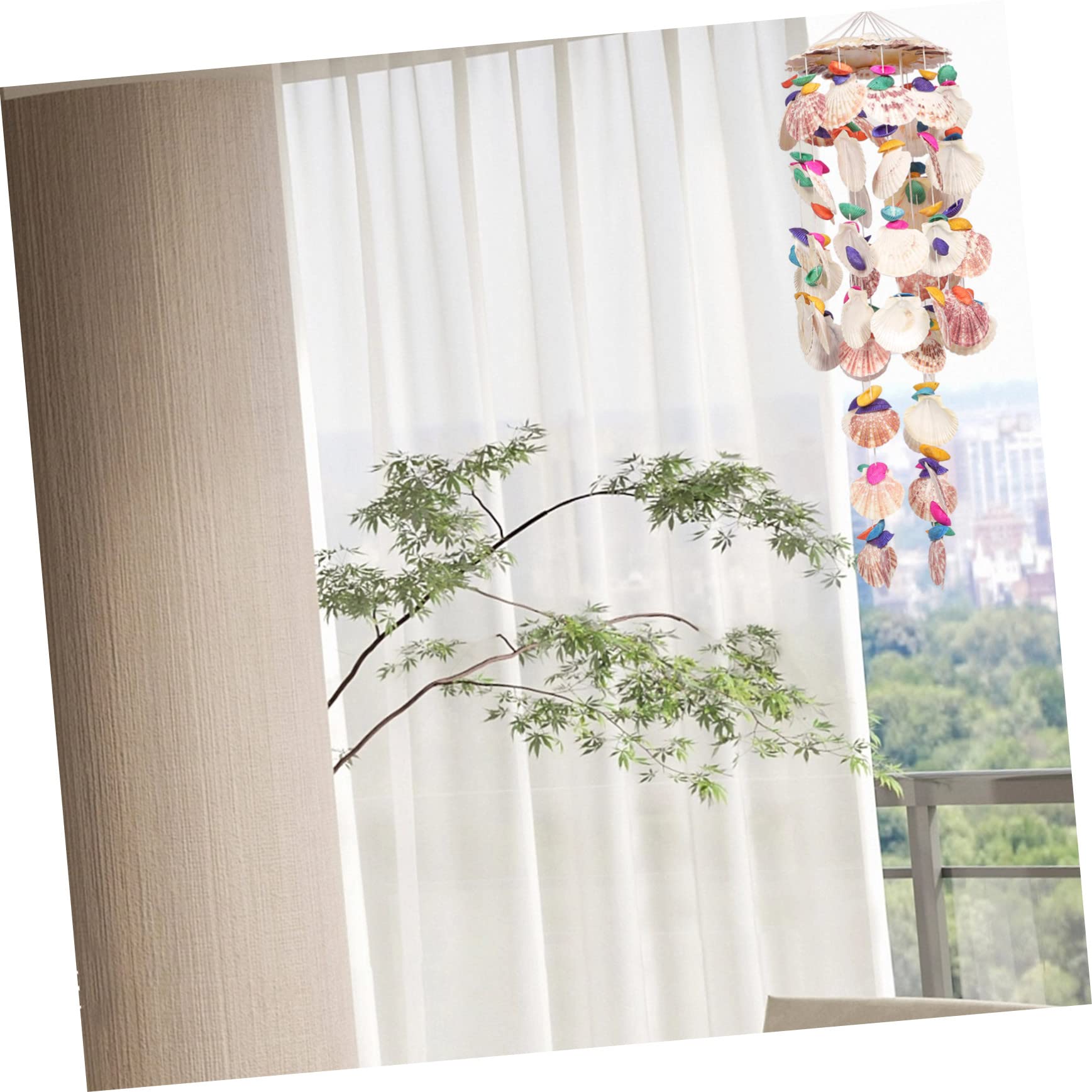 TOYANDONA Windspiel Hängedekoration Elegantes Natürlicher Muschel aus Seeschnecke Klarem mit Klang Hängeornament Sommerstimmung Einfache und Gartendeko für Draußen