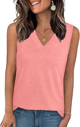 58% off: GKBK Tank Tops for Women Summer V Neck T Shirts Sleeveless Casual Basic Tee Loose …