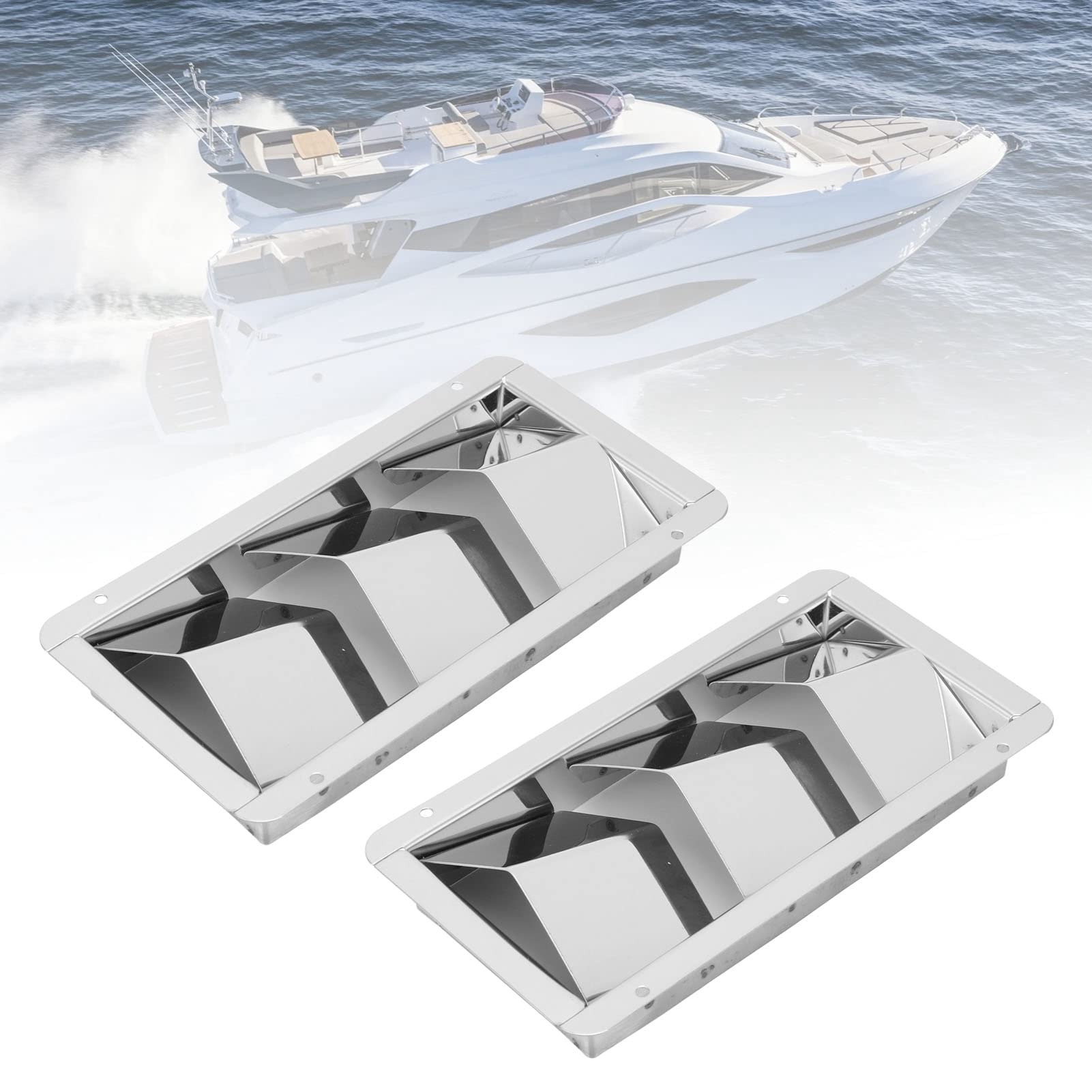 1 Paire 210x110mm Couvercle D'aération Marin 3 Fentes Persienne Rectangulaire 304 Grille De Ventilation D'air De Bateau En Acier Inoxydable Obturateur D'aération Universel Pour Bateaux