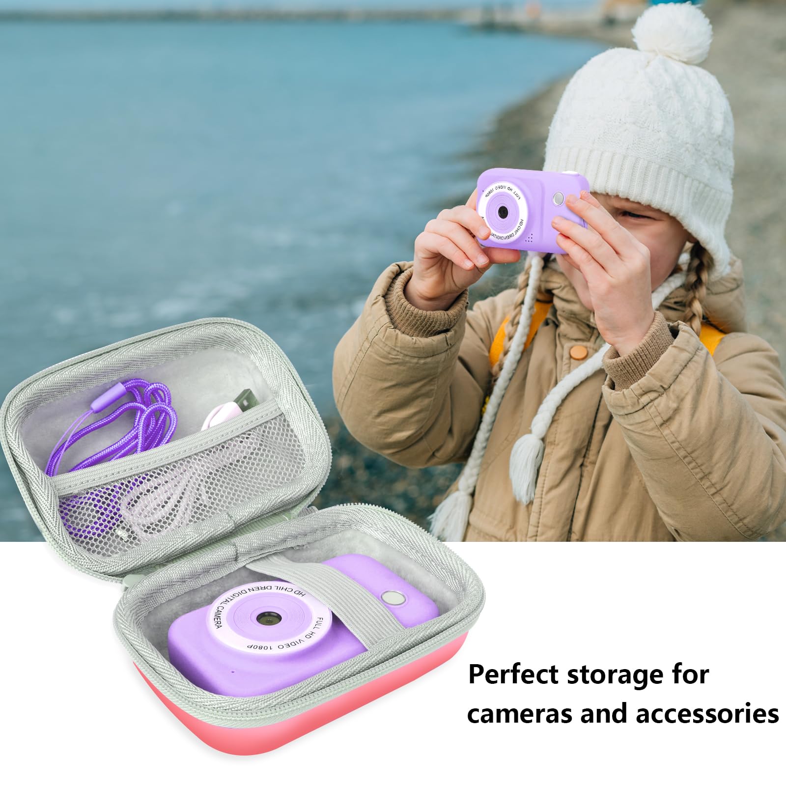 Macchina Fotografica Bambini, 2,4" 1080P HD Ricaricabile Fotocamera Digitale Bambina Videocamera Regalo per Ragazze Ragazzi 3-10 Anni, con Scheda 32 GB, Regali Giocattolo di Natale &Compleanno (Viola)