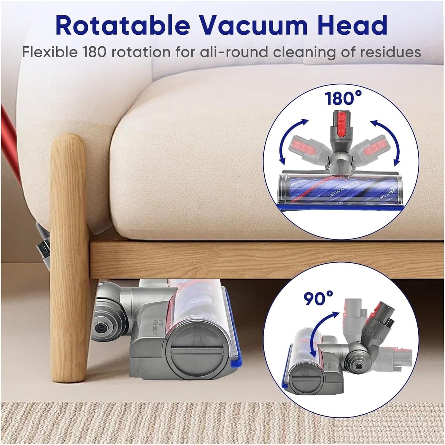 Anti-Tangle Vacuum Attachments Head Replacement Parts, Quick Release Motor-Head Brush Roller, Compatible with Dyson V7/V8/Cyclone V10/V11/V15 Cordless Vacuum Cleaner, for Carpets & Hardwood Floors
