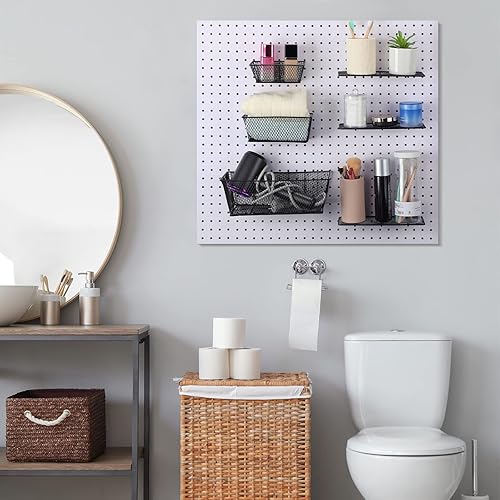 Miniatura 7 de 6 piezas organizador de cesta para tablero de clavijas, gancho para tablero de clavijas, estante de alambre para clavijas, organizador de pared,