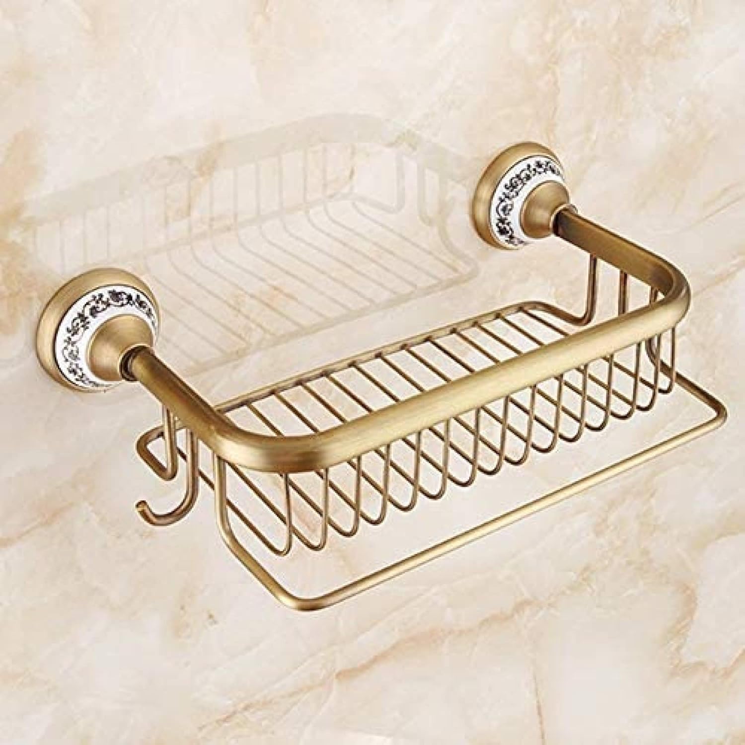 Étagère murale salle de bain anti-encombrement avec barre porte-serviette et crochets