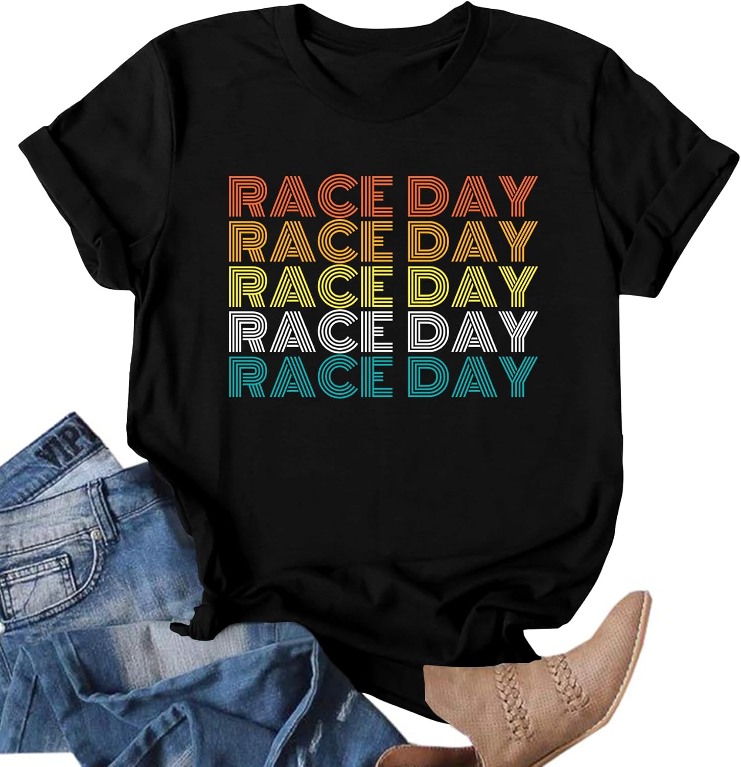 Womens Racing Shirt Race Day T-Shirt Racing Lover Tshirt Racing Gifts Tops Race Mom Short Sleeve Shirt
