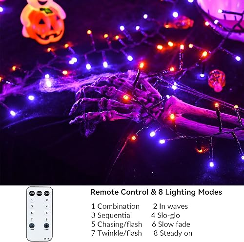 Miniatura 9 de Tira de luces LED rojas, blancas y azules, 400 LED, 19.7 pies, 8 modos, impermeable, para interiores y exteriores, 4 de julio, Día de la