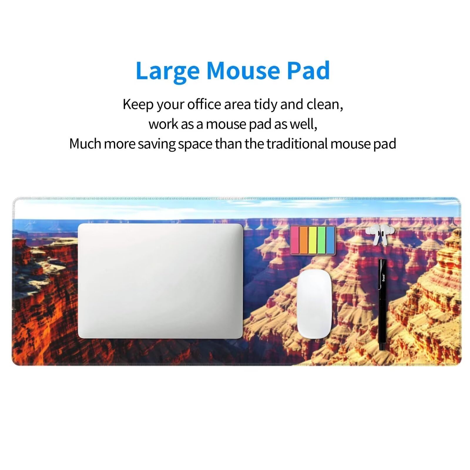 Tappetino Mouse, Tappetino Mouse Gaming Grande XXL 1500x800x3mm Tappetino Scrivania Mouse Pad, Base in Gomma Antiscivolo, Bordi Cuciti,Lavabile, Mousepad per Ufficio e Gaming (Grand Canyon) R-120