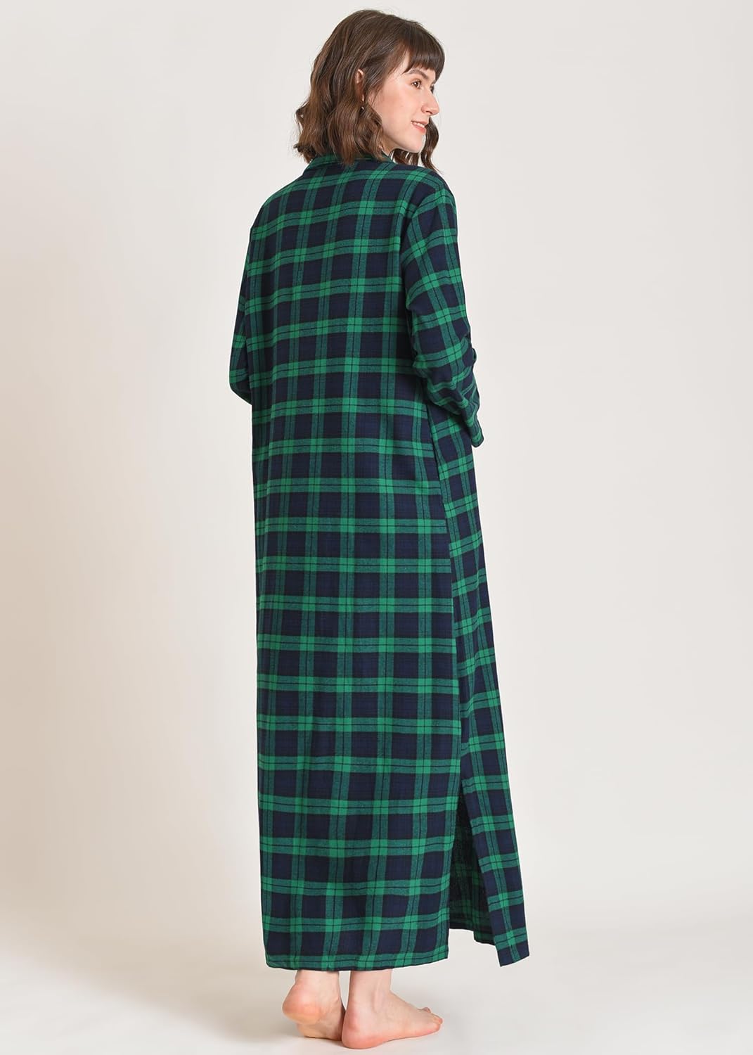 Latuza Women's Long Flannel Nightgown Long Sleeve Full Length - Image 3