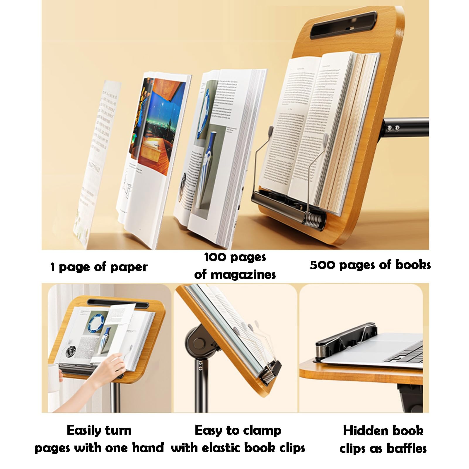 Leggio portatile da pavimento con ruote mobili, altezza regolabile 82-145 cm, per casa, ufficio, scuola