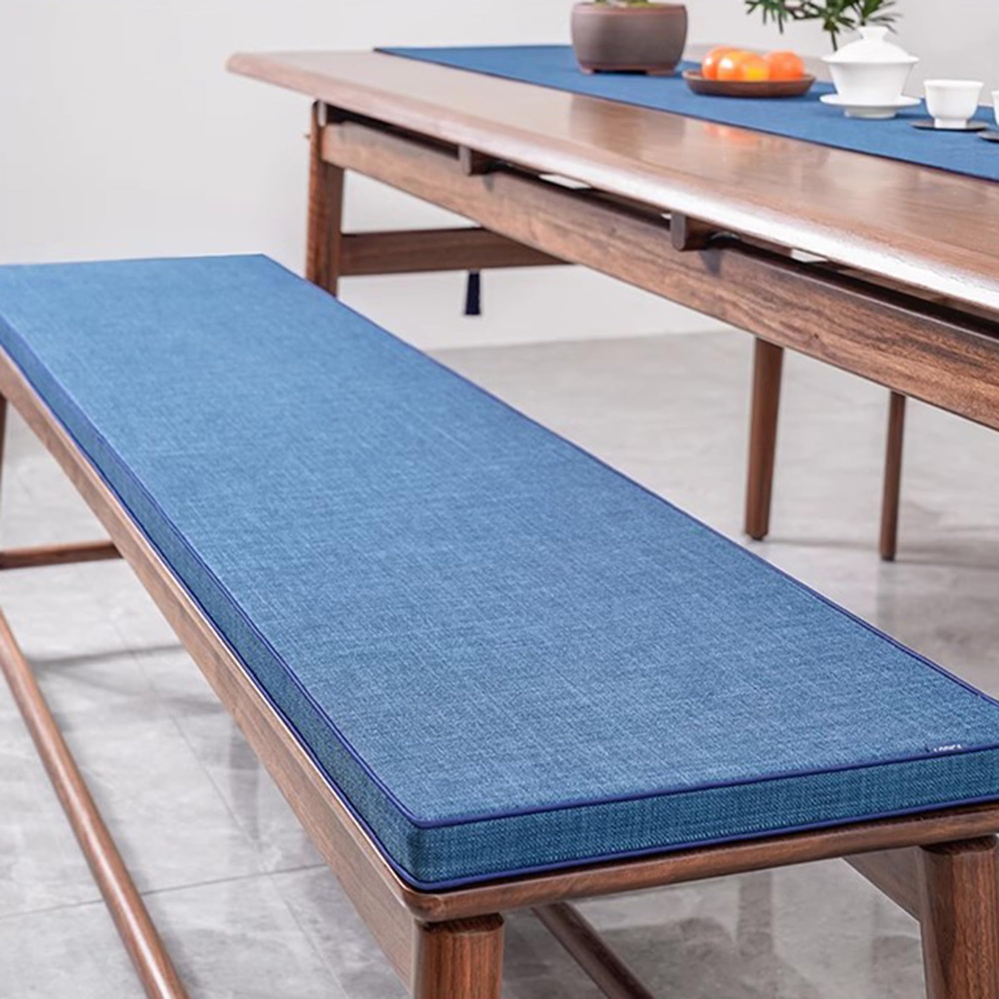 Cuscino per panca antiscivolo, lavabile, spessore 5 cm, sfoderabile, 23 posti (90 x 35 cm, blu) Comodo ed elegante, per cucina e casa, perfetto per pranzare e rilassarsi