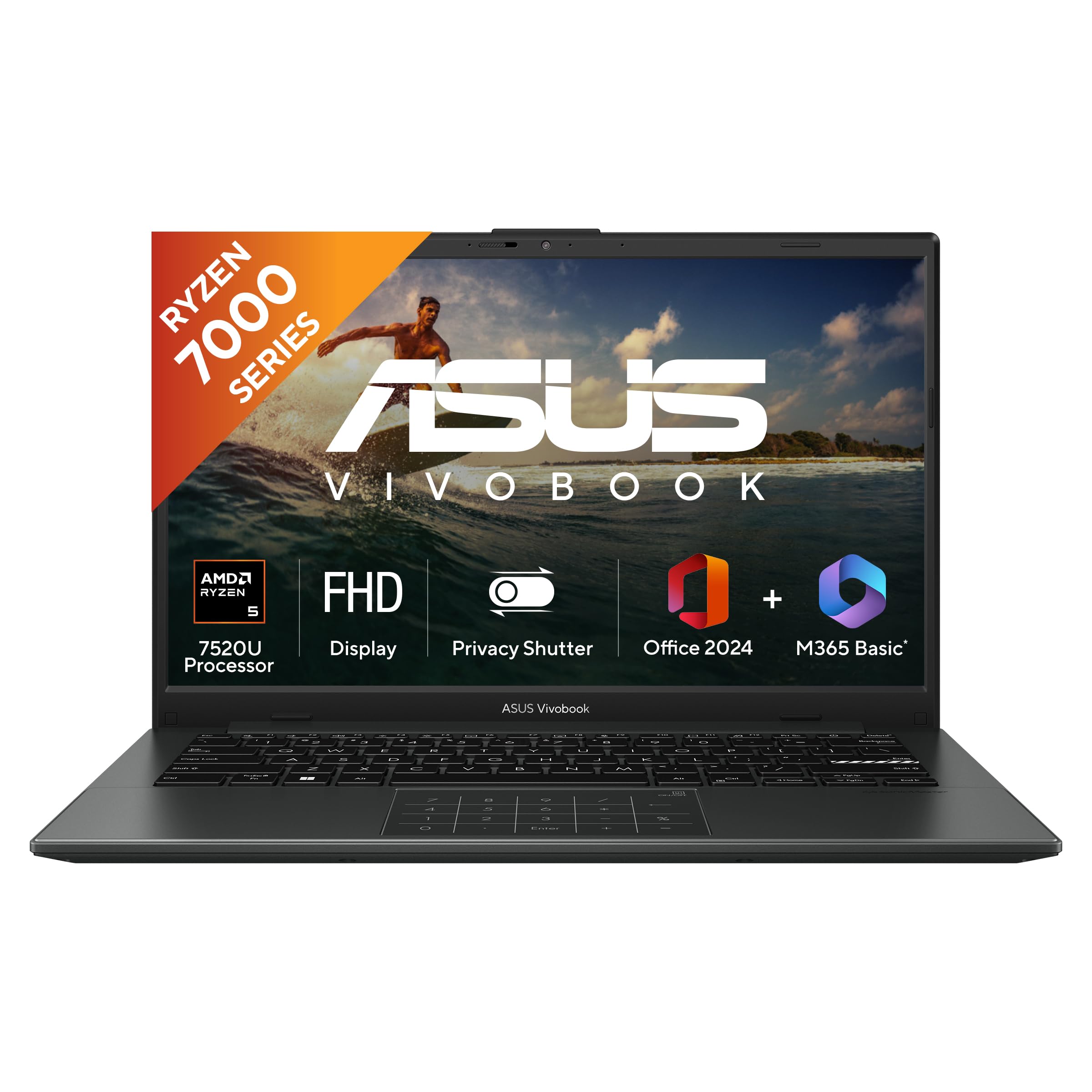 ASUS Vivobook Go 14, AMD Ryzen 5 7520U,Thin & Light Laptop (16GB