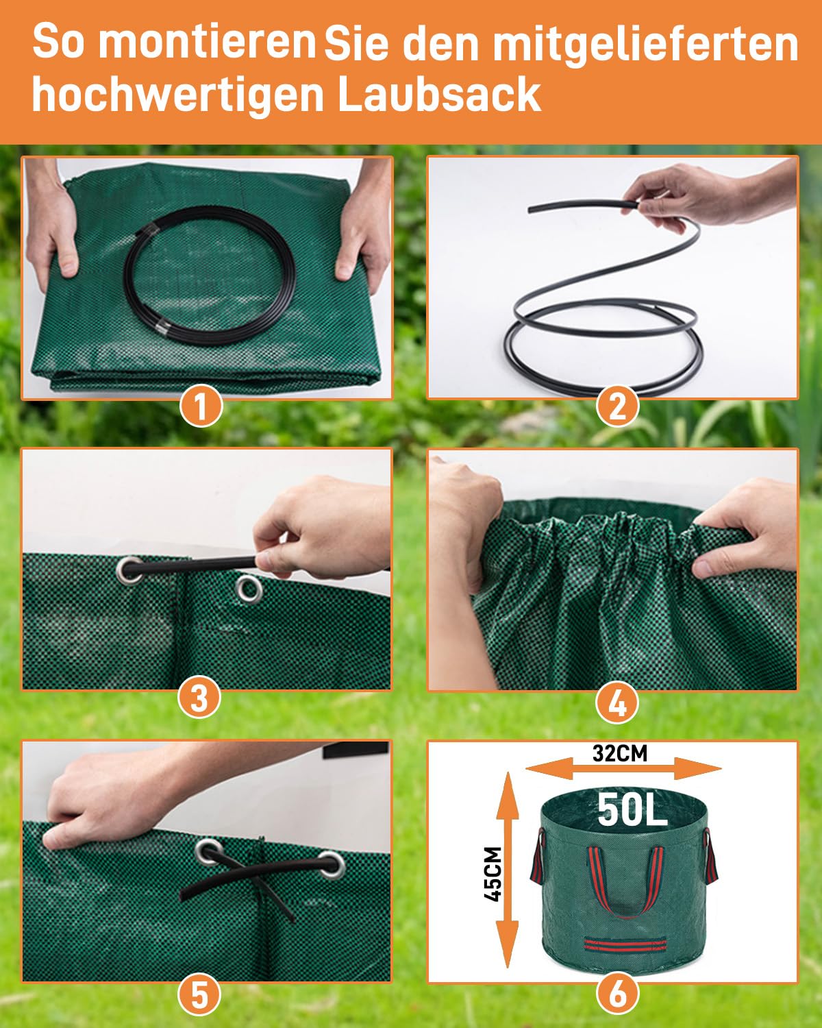 HAUSPROFI Teleskop-Unkrautstecher mit langem Stiel (91-118cm), 50L Gartensack, Unkrautentferner mit 4 Edelstahlkrallen für effizientes Entfernen von Unkraut, Automatischer Rücksprungmechanismus