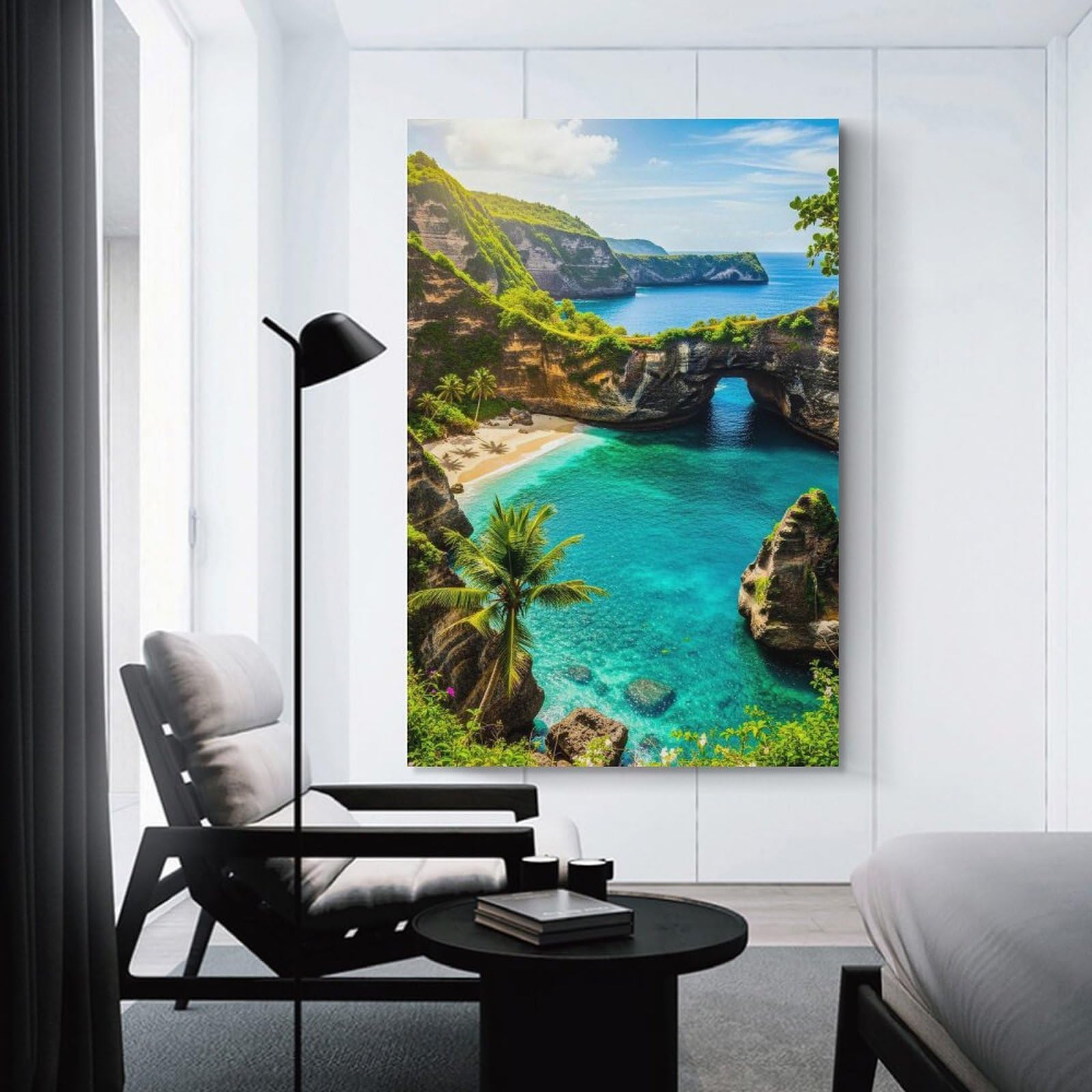 Junmoney Unframe-Style-13 Tropical Beach Paradise With Natural Arch Wall Art Print, 24X36inch(60X90cm), For Front Hall, Corridor Or Welcome Spaces, Wall Decor To Refresh Empty Corners