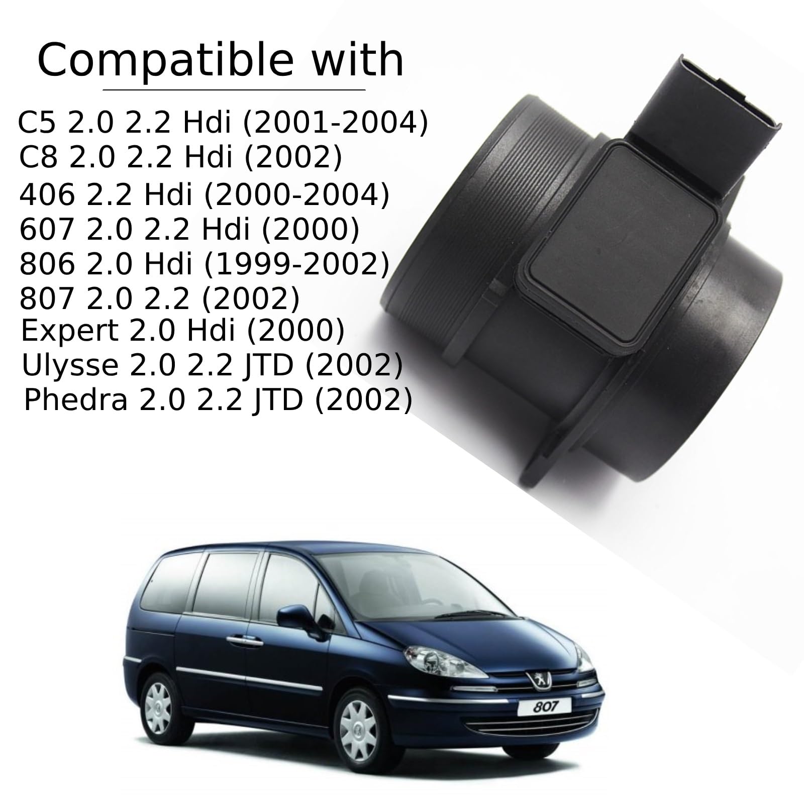 Twowinds Caudalímetro 5WK9628 Compatible con Citroën C5, C8 2.0, 2.2