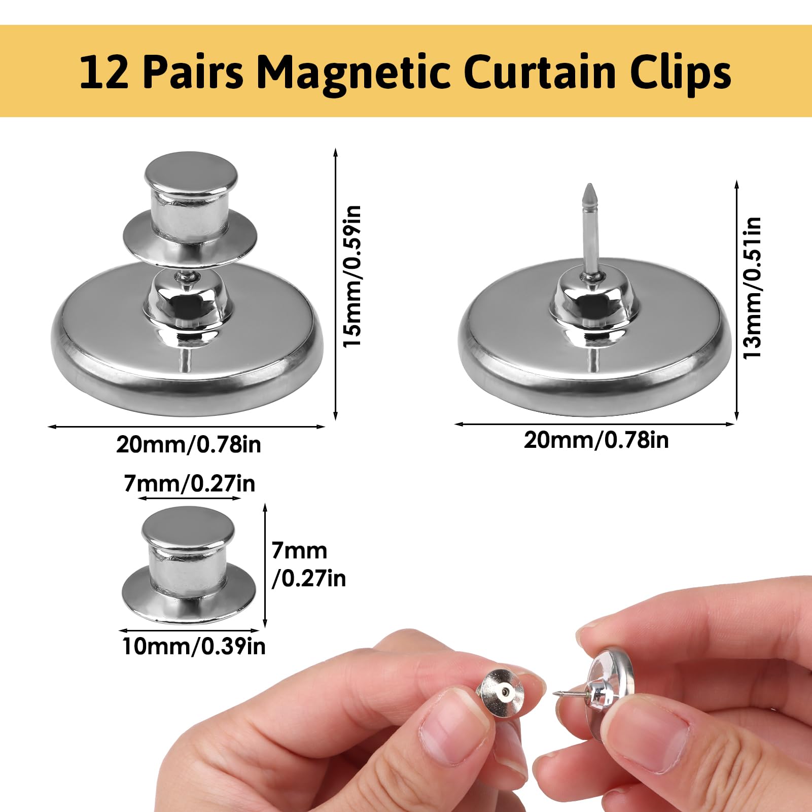 12 Paires Aimant Pour Rideaux,Boutons Magnétiques Pour Rideaux,Aimants