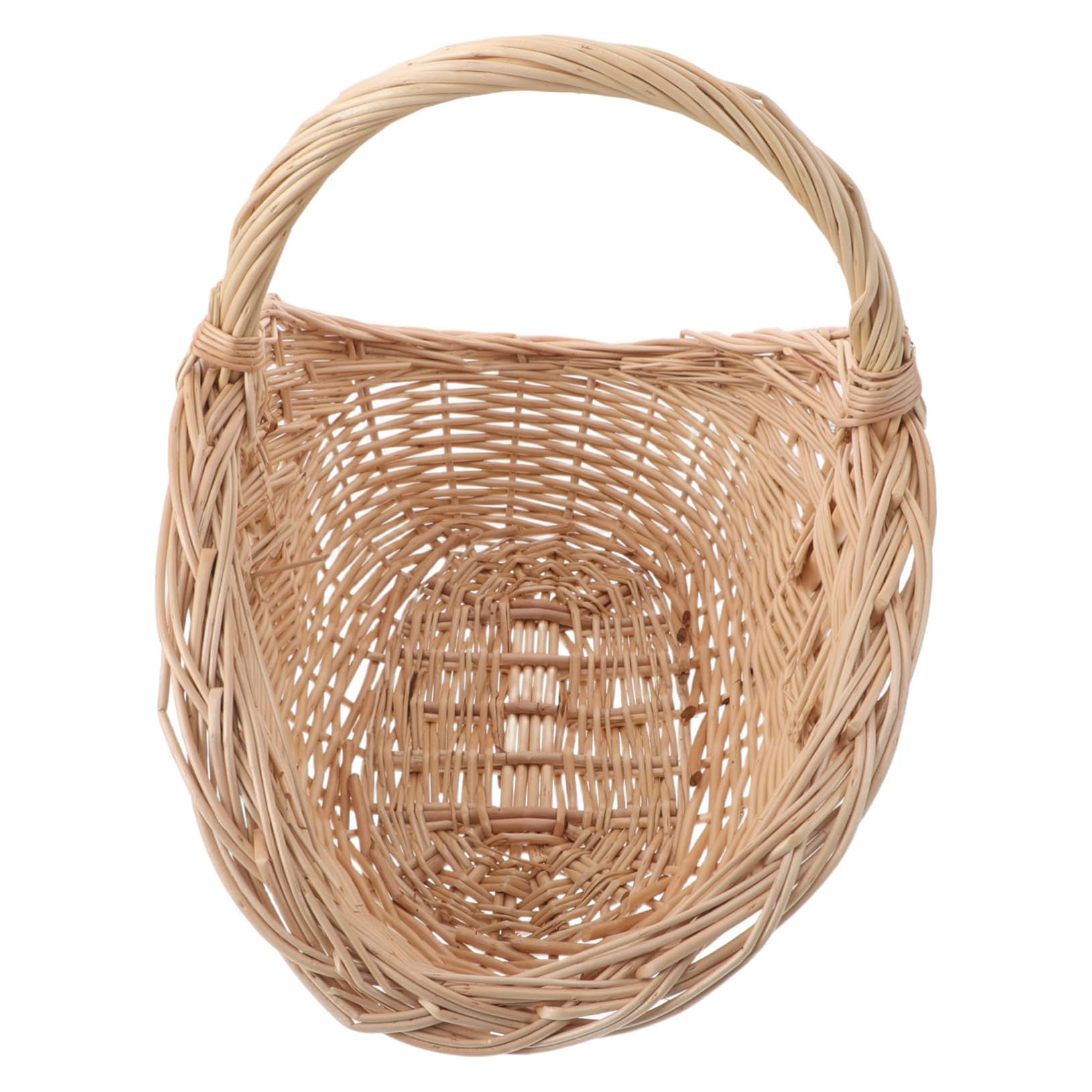 Cesta de Mimbre Natural con Asa Ventilada para Picnic Almacenamiento Flexible de Frutas Verduras y Huevos Diseño Artesanal Resistente para Cocina y Exteriores