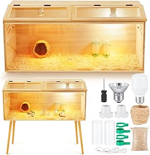32 x 16 x 16 in Brooder Box for Chicken Quails with Leg Stand Sliding Door, Bulb Set and Feeder, Indoor Chicks Coop Brooder Box Kit, for Ducks, Rabbit, Hamsters, Lizards, Mice, Rat