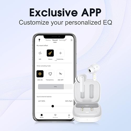 Miniatura 6 de QCY Auriculares inalámbricos T13 ANC con cancelación activa de ruido, auriculares Bluetooth 5.3 con funda de carga de reproducción de 30 horas,