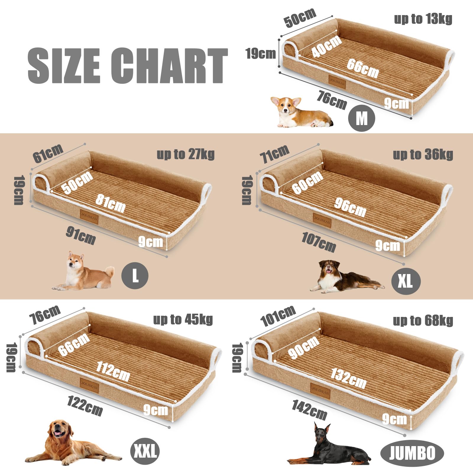 Cama Perro Grande Ortopédica, Colchoneta Perro de L con Espuma De Caja De Huevos, Sofá Perro con Impermeable Lavable Desenfundable, 106x28cm, Marrón