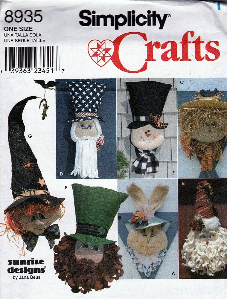 Patron Simplicity Crafts 8935 pour fabriquer des décorations de porte de vacances