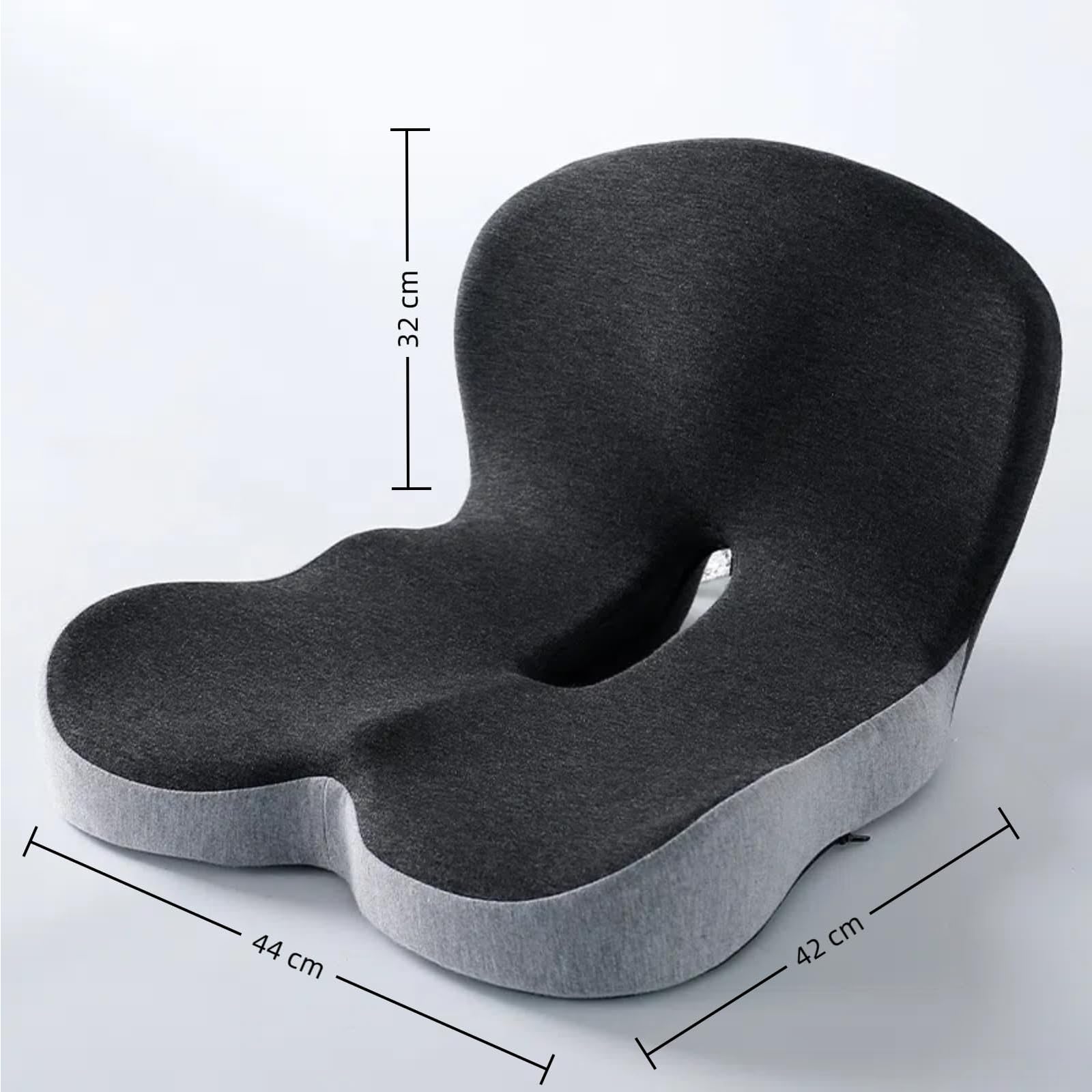 Ergonomisches Sitzkissen mit Rückenlehne, Sitzpolster für Bürostuhl & Auto, Sitzkissen mit Seitlicher Unterstützung für Entlastung von Rücken und Gesäßbereich