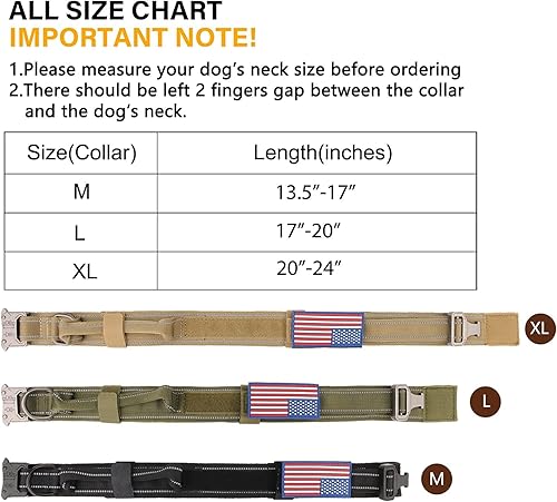 Miniatura 2 de KCUCOP Collar táctico para perro con asa, collar militar ajustable para perro con hebilla de metal y parches, collares de perro resistentes para