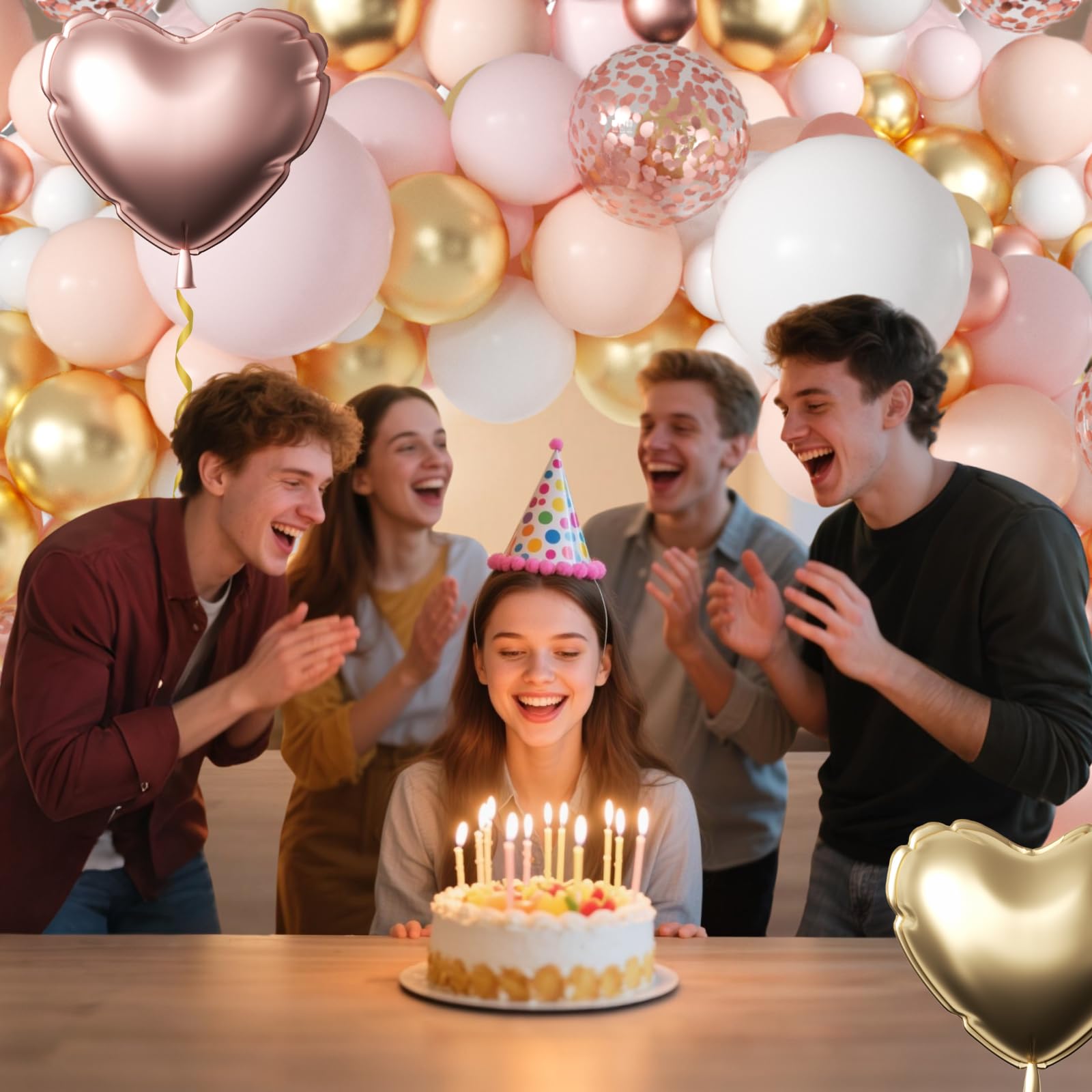 162-teiliges Ballon-Set in Blush Pink & Roségold – 45,7 cm, Latex-Luftballons mit Schnellclips für Girlandenbogen, Babyparty-Hintergrund, Hochzeitsdekoration, Abschlussfeier