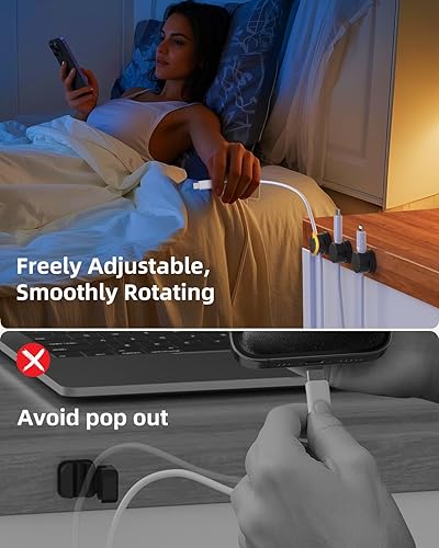 Miniatura 3 de Soporte para cables, organizador de cables giratorios, clips magnéticos para cables para escritorio, paquete de 6 organizadores de cables para