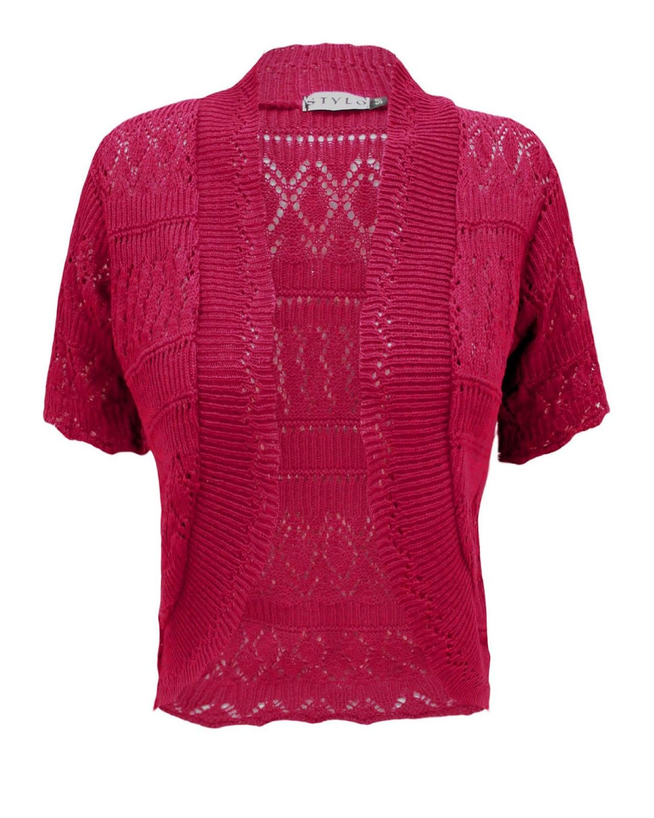 Top Vendor Women's Fuchsia New Crochet Knitted Bolero Shrug Cardigan Cropped Dress Top 8-30[Fuschia,Sm]