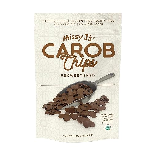 Vista 11 de Missy Js - Chips orgánicos de algarroba sin azúcar, 8 onzas, veganos y sin gluten, sustituto de chocolate saludable sin cafeína para hornear